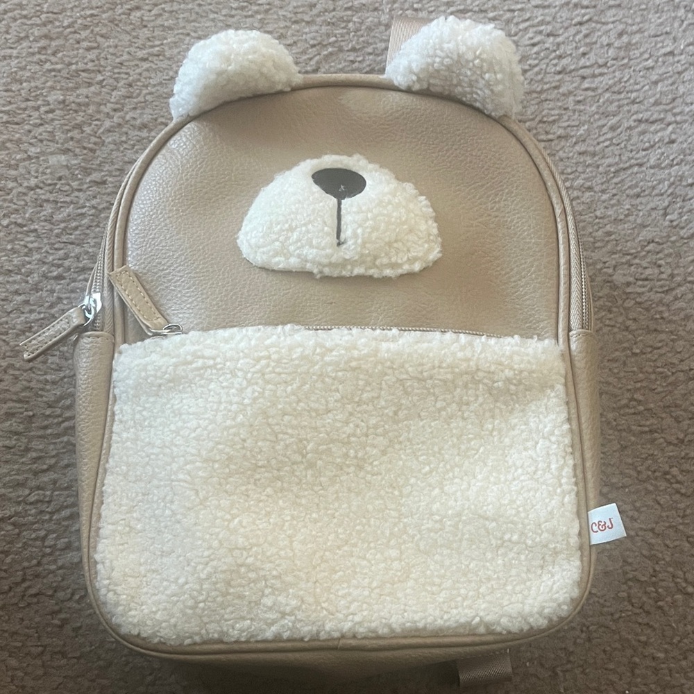 Cat & Jack Tan and Cream Bear Backpack